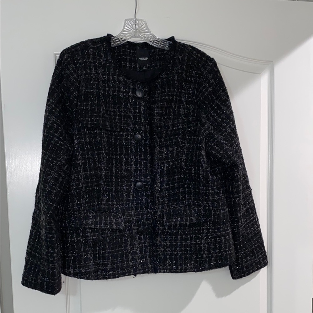 Simply Vera Vera Wang Black Blazer Tweed-Style